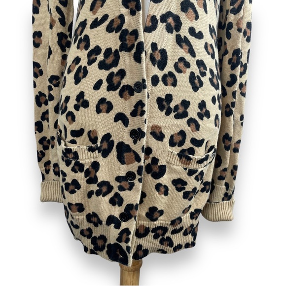 PINK Victoria's Secret Animal Print Elongated Boyfriend Knit Cardigan Sweater - Picture 6 of 9